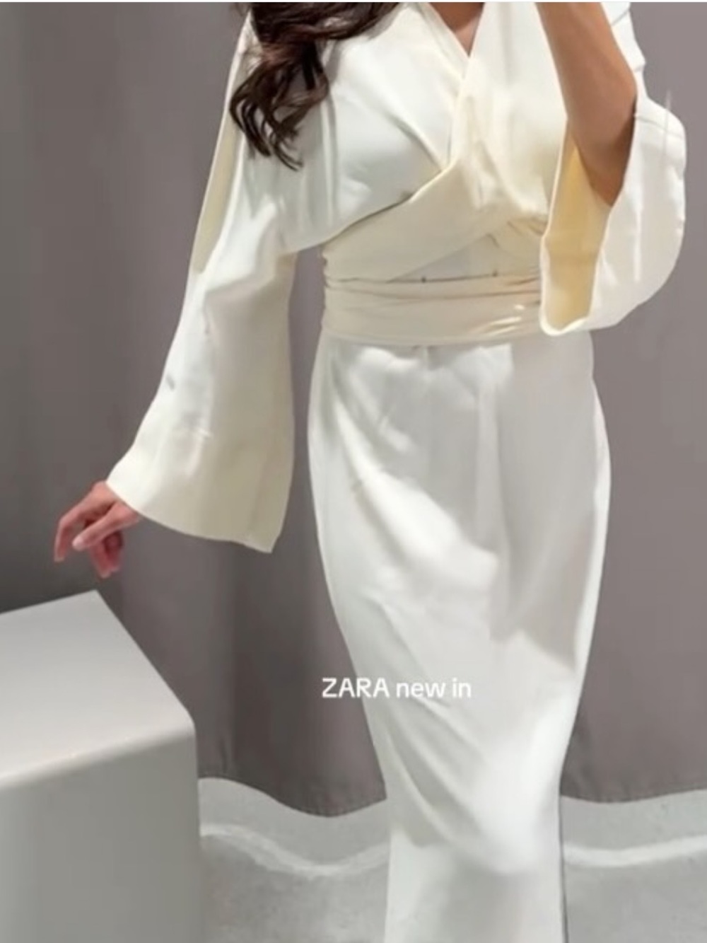 Zara NWT ZW Collection midi dress with ties ecru white 8340/013